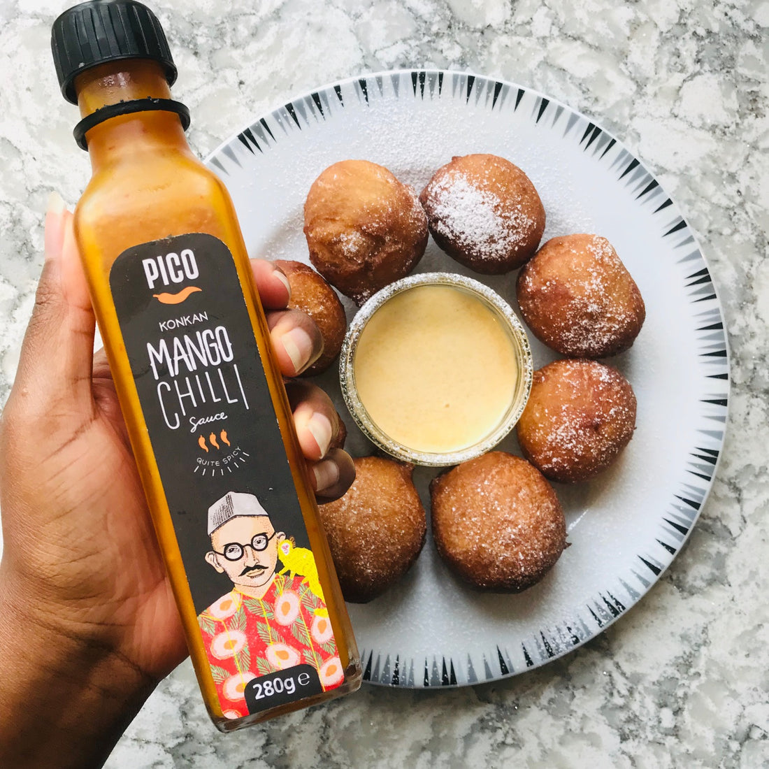 Puff Puffs And Mango Chilli Garlic Sauce